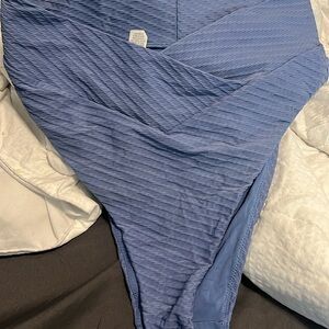 Blue aerie high waisted crossover bikini bottom